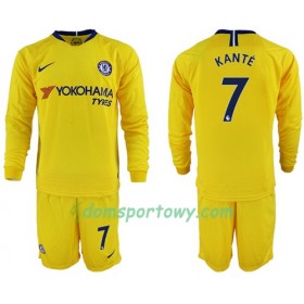 Koszulka Chelsea Kante 7 Dziecięcy Wyjazdowe Koszulki Piłkarskie 2018-2019 Długi Rękaw